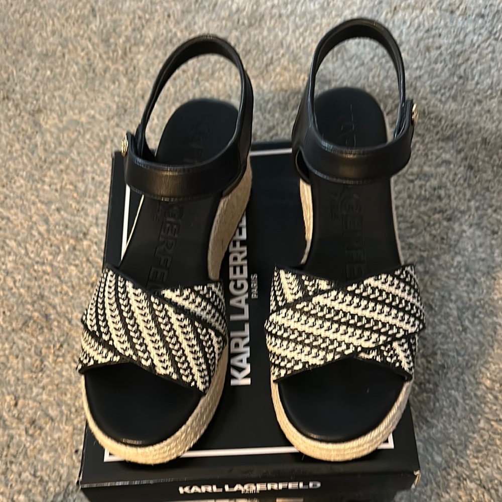 Karl Lagerfeld Black and off white Sandals Brand new